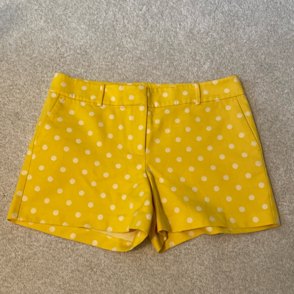 Ann Taylor, yellow shorts with white polka dots, 12